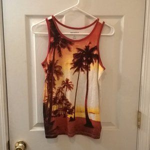 Arizona Jean Co. Orange Palm Tree Tank Top L